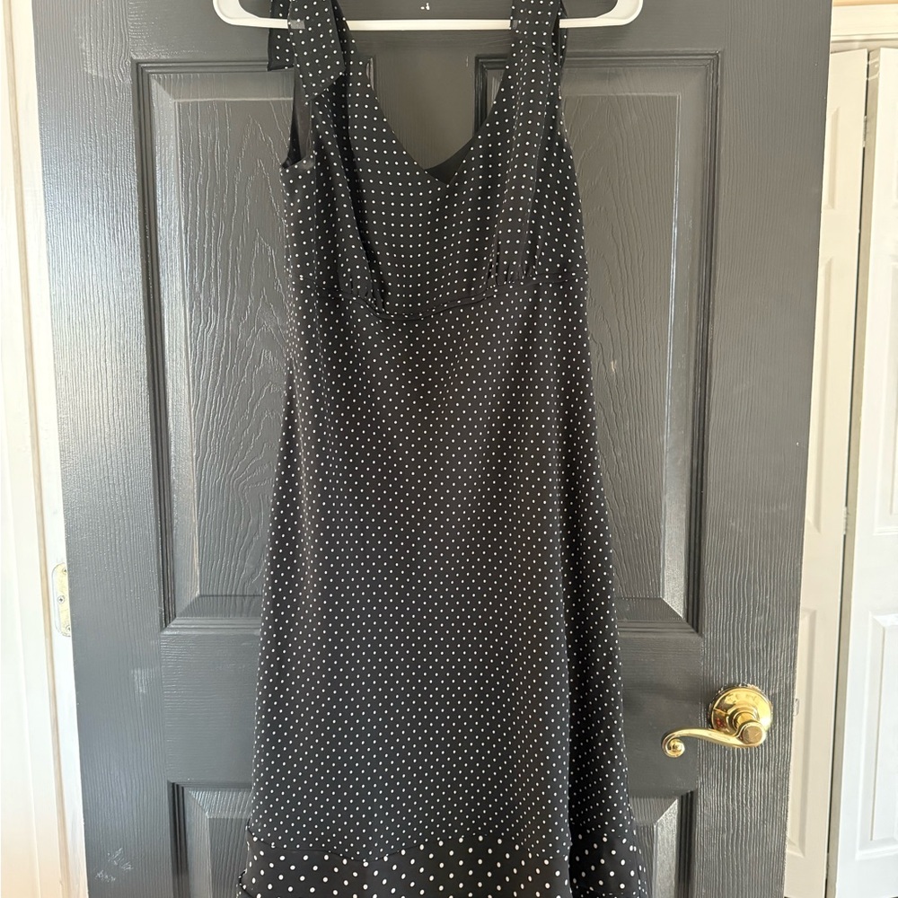 LOFT Sundress Black and White Polka Dot Size 8